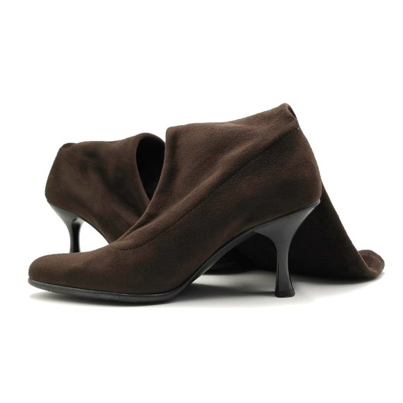 Women's Genuine Stretchy Italian Suede Vintage Brown Boots By Gasoline Brand - Picture 6 of 10